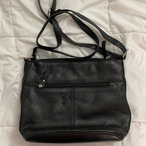 Black leather crossbody purse tote - Picture 3 of 5